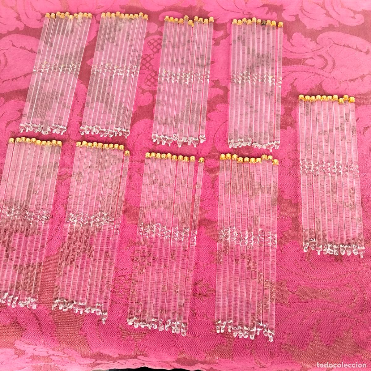 Antiquit&auml;ten: L&aacute;grimas de cristal lote 90 para l&aacute;mpara antigua vintage recambio repuesto tubo varilla 20cm