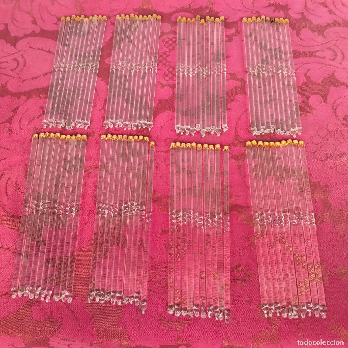 Antiquit&auml;ten: L&aacute;grimas de cristal lote 80 para l&aacute;mpara antigua vintage recambio repuesto tubo varilla 20cm