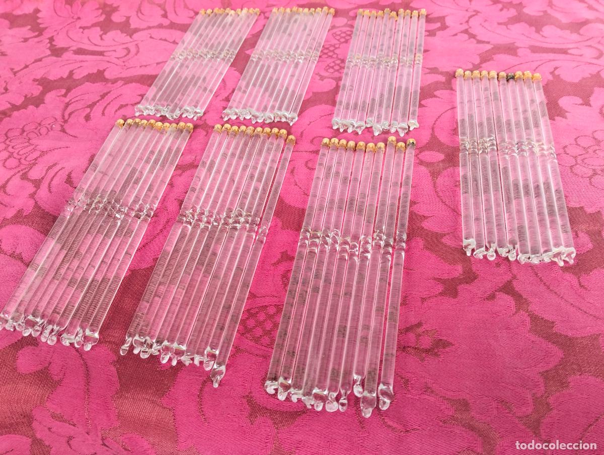 Antiquit&auml;ten: L&aacute;grimas de cristal lote 70 para l&aacute;mpara antigua vintage recambio repuesto tubo varilla 20cm