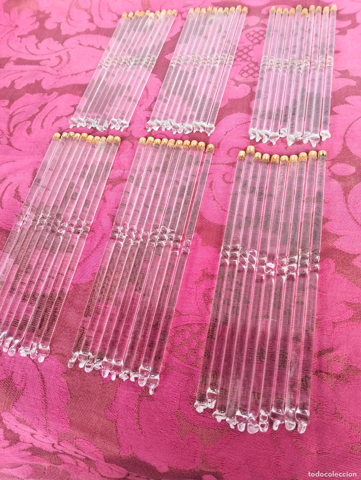 Antiquit&auml;ten: L&aacute;grimas de cristal lote 60 para l&aacute;mpara antigua vintage recambio repuesto tubo varilla 20cm