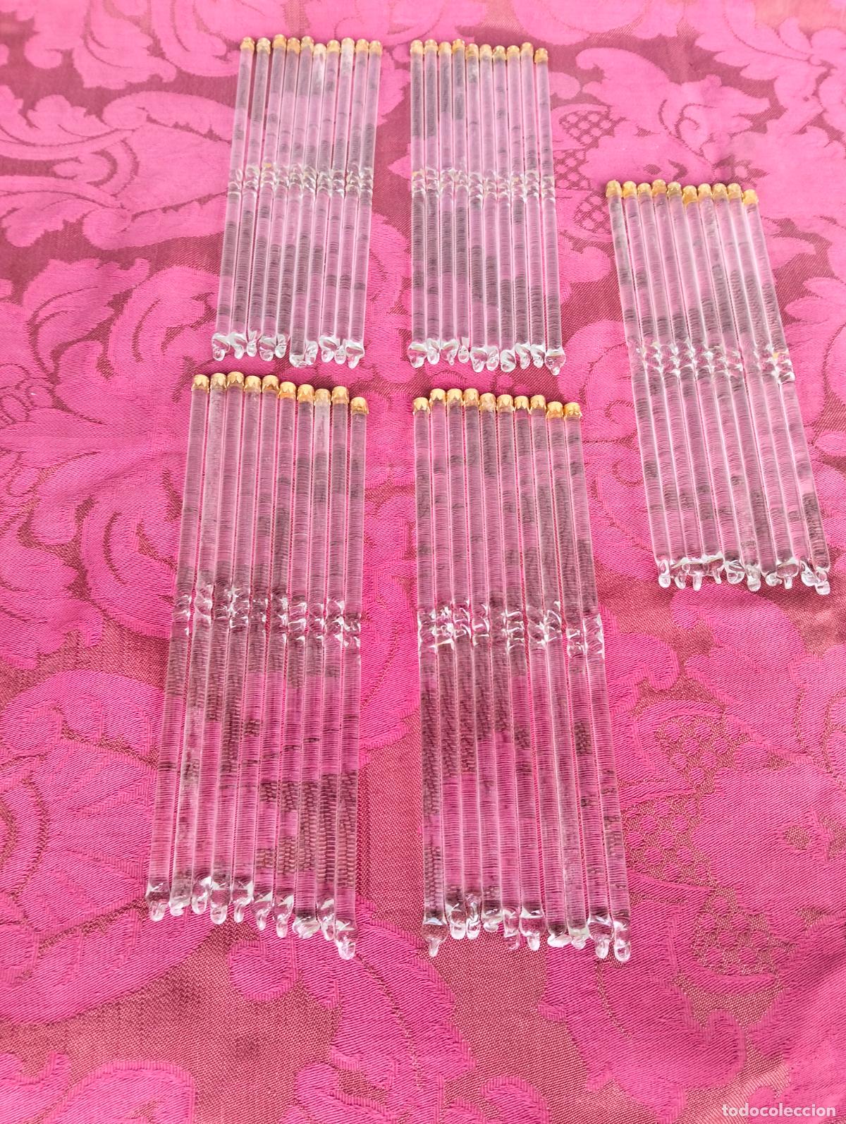 Antiquit&auml;ten: L&aacute;grimas de cristal lote 50 para l&aacute;mpara antigua vintage recambio repuesto tubo varilla 20cm