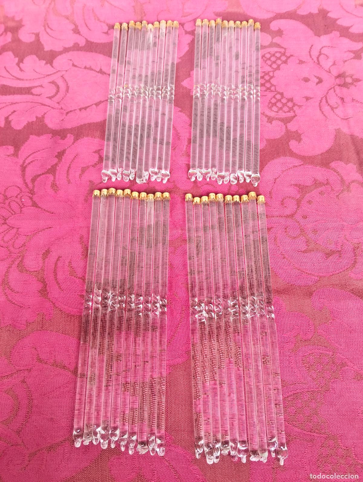 Antiquit&auml;ten: L&aacute;grimas de cristal lote 40 para l&aacute;mpara antigua vintage recambio repuesto tubo varilla 20cm