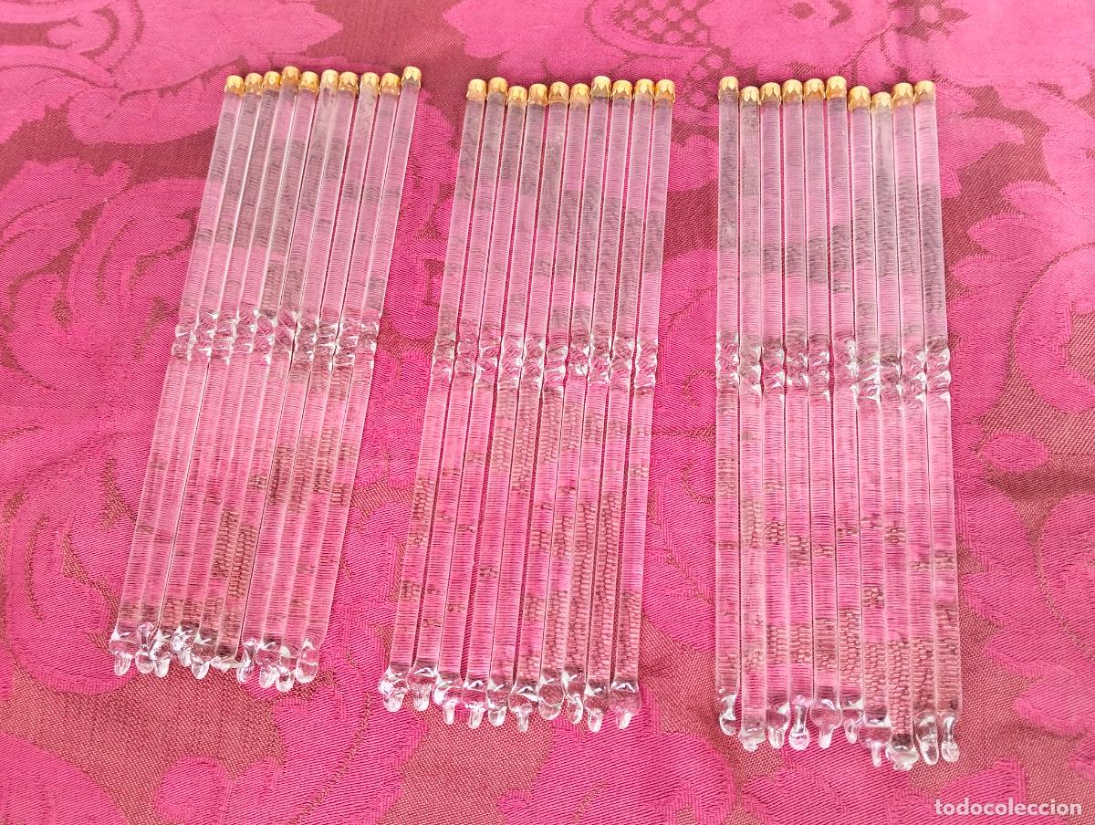 Antiquit&eacute;s: L&aacute;grimas de cristal lote 30 para l&aacute;mpara antigua vintage recambio repuesto tubo varilla 20cm