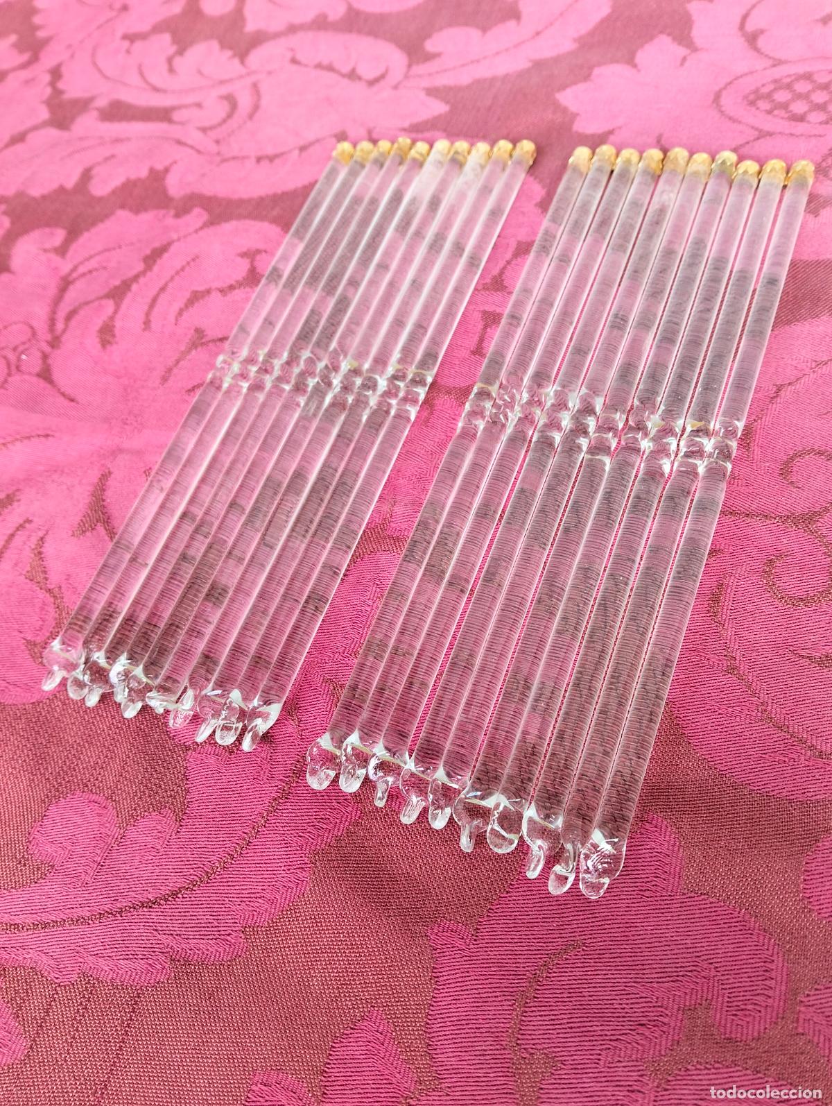 Antiguidades: L&aacute;grimas de cristal lote 20 para l&aacute;mpara antigua vintage recambio repuesto tubo varilla 20cm