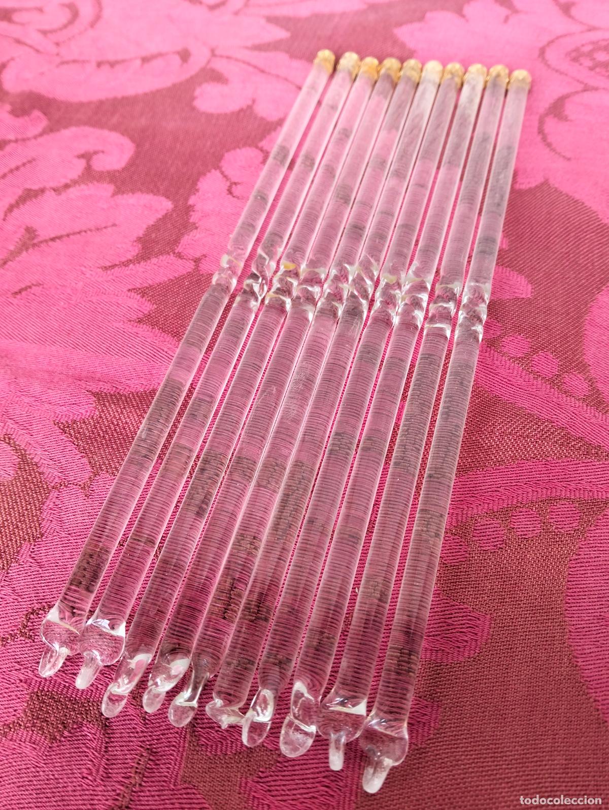 Antiquit&auml;ten: L&aacute;grimas de cristal lote 10 para l&aacute;mpara antigua vintage recambio repuesto tubo varilla 20cm