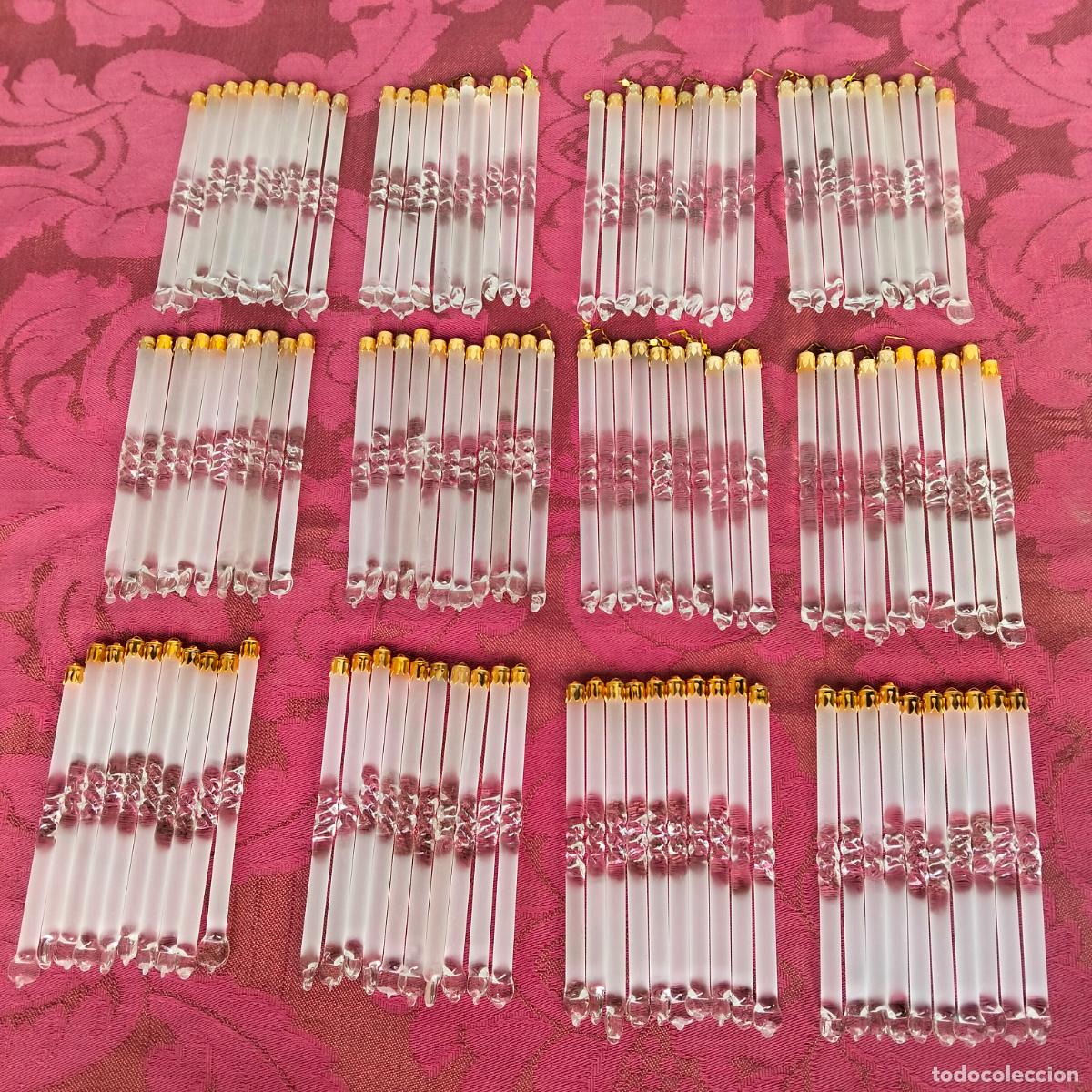 Antiquit&auml;ten: L&aacute;grimas de cristal lote 120 para l&aacute;mpara antigua vintage recambio repuesto tubo varilla 10cm