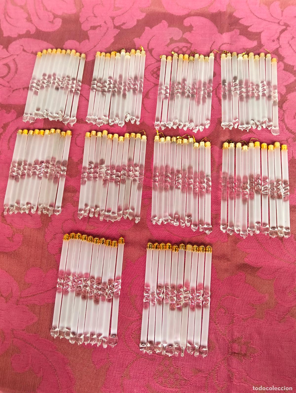 Antiquit&auml;ten: L&aacute;grimas de cristal lote 100 para l&aacute;mpara antigua vintage recambio repuesto tubo varilla 10cm