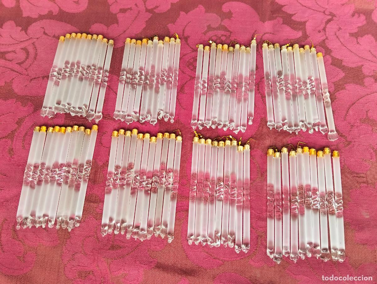 Antiquit&auml;ten: L&aacute;grimas de cristal lote 80 para l&aacute;mpara antigua vintage recambio repuesto tubo varilla 10cm