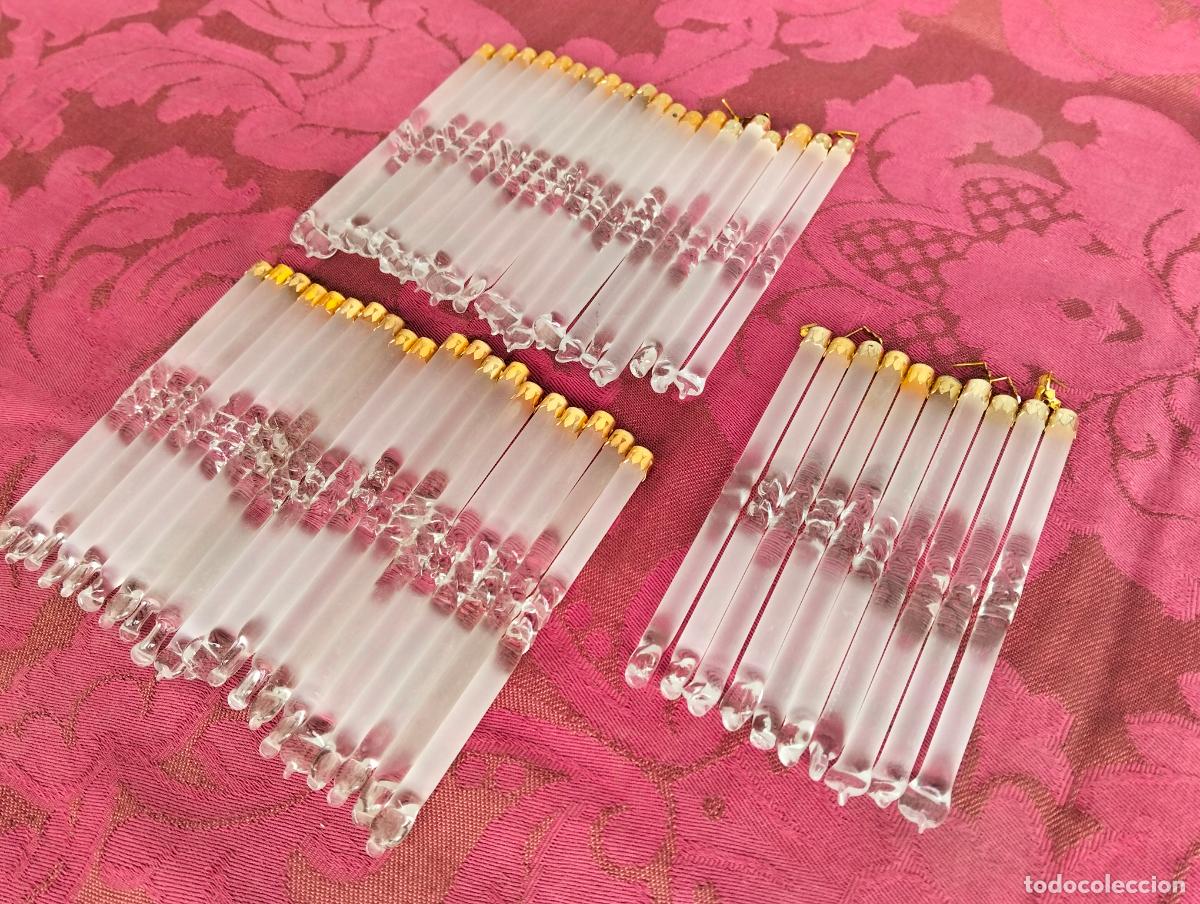 Antiquit&auml;ten: L&aacute;grimas de cristal lote 50 para l&aacute;mpara antigua vintage recambio repuesto tubo varilla 10cm