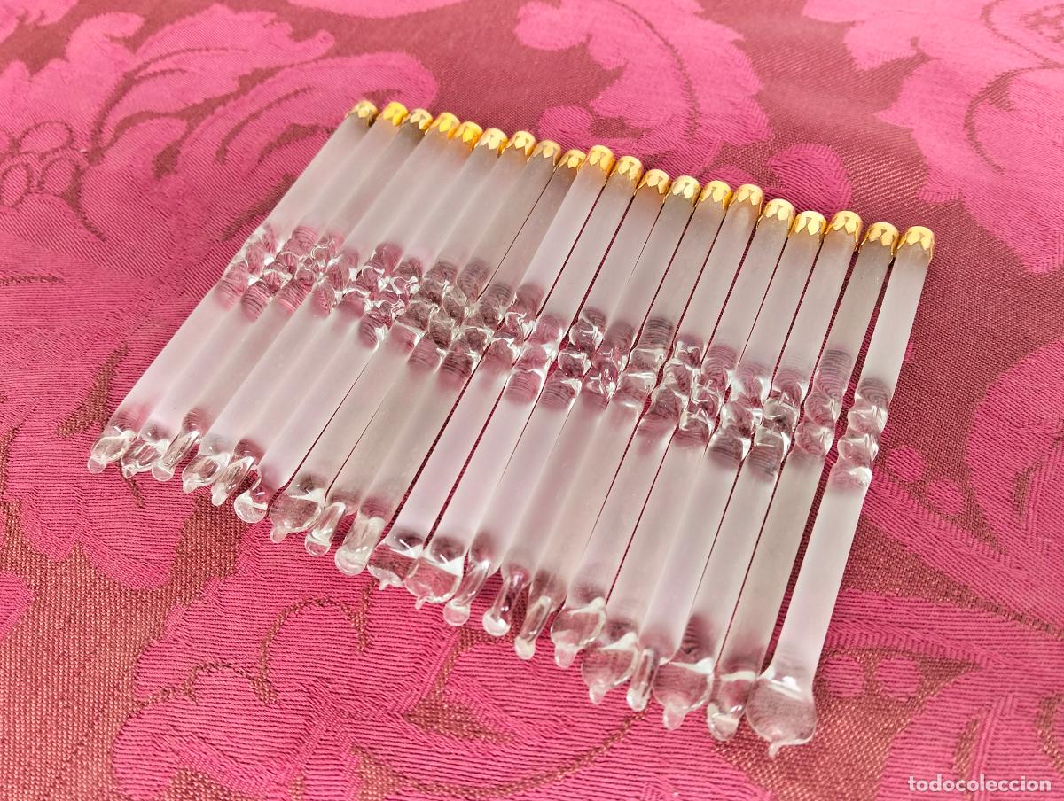 Antiquit&auml;ten: L&aacute;grimas de cristal lote 20 para l&aacute;mpara antigua vintage recambio repuesto tubo varilla 10cm