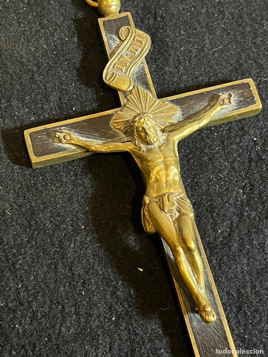 Oggetti Antichi: Crucifijo Original Hermanas de la Caridad de Santa Ana H&aacute;bito Religioso Monja Monacal Cristo Cruz