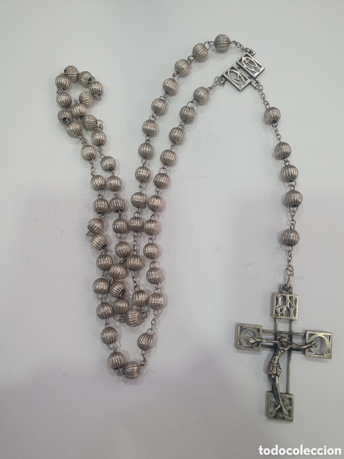 Antiques: Rosario en metal plateado. (L127)