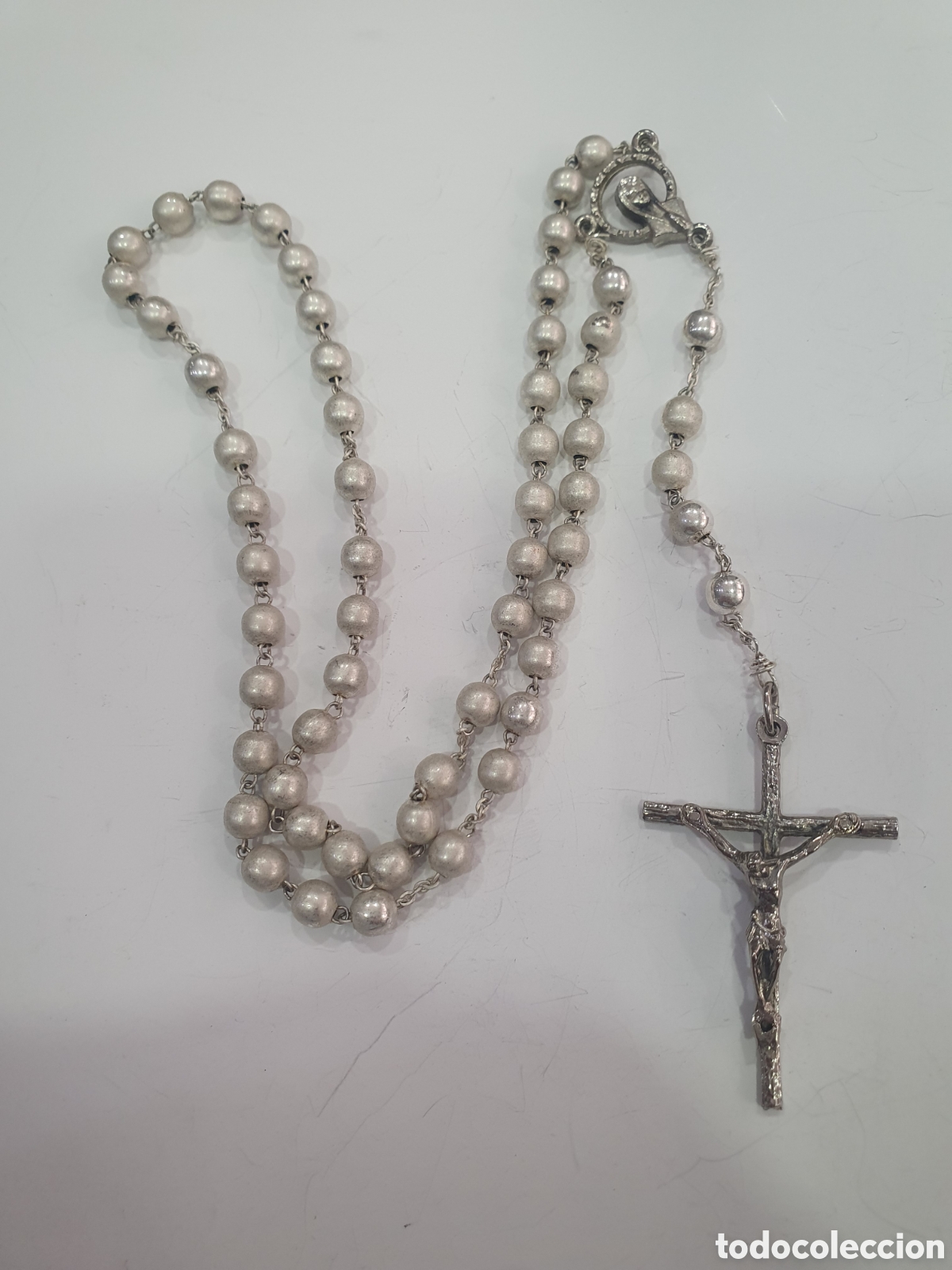 Antiques: Rosario en metal plateado. (L127)