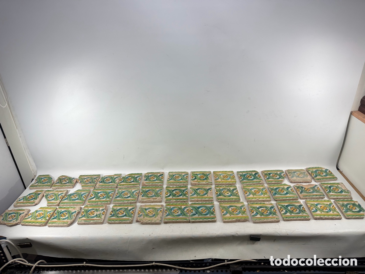 Antiguidades: Lote azulejos antiguos cer&aacute;mica vidriada