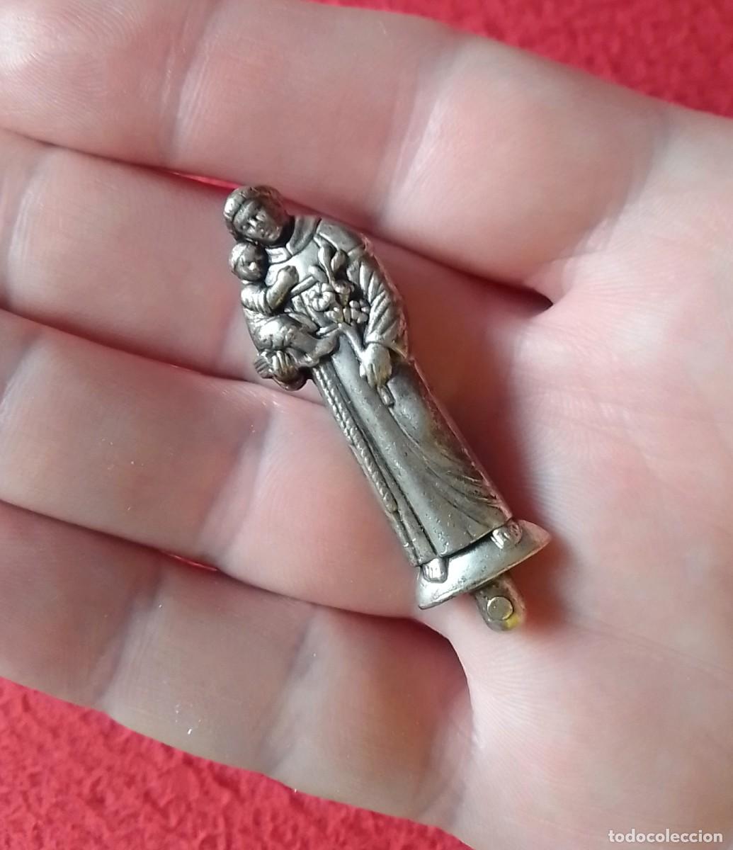 Antiguidades: FIGURA MET&Aacute;LICA RELIGIOSO ? MONJE ? SACERDOTE ? CURA ? SANTO CON NI&Ntilde;O JES&Uacute;S ? TONSURA ? SAN ANTONIO?