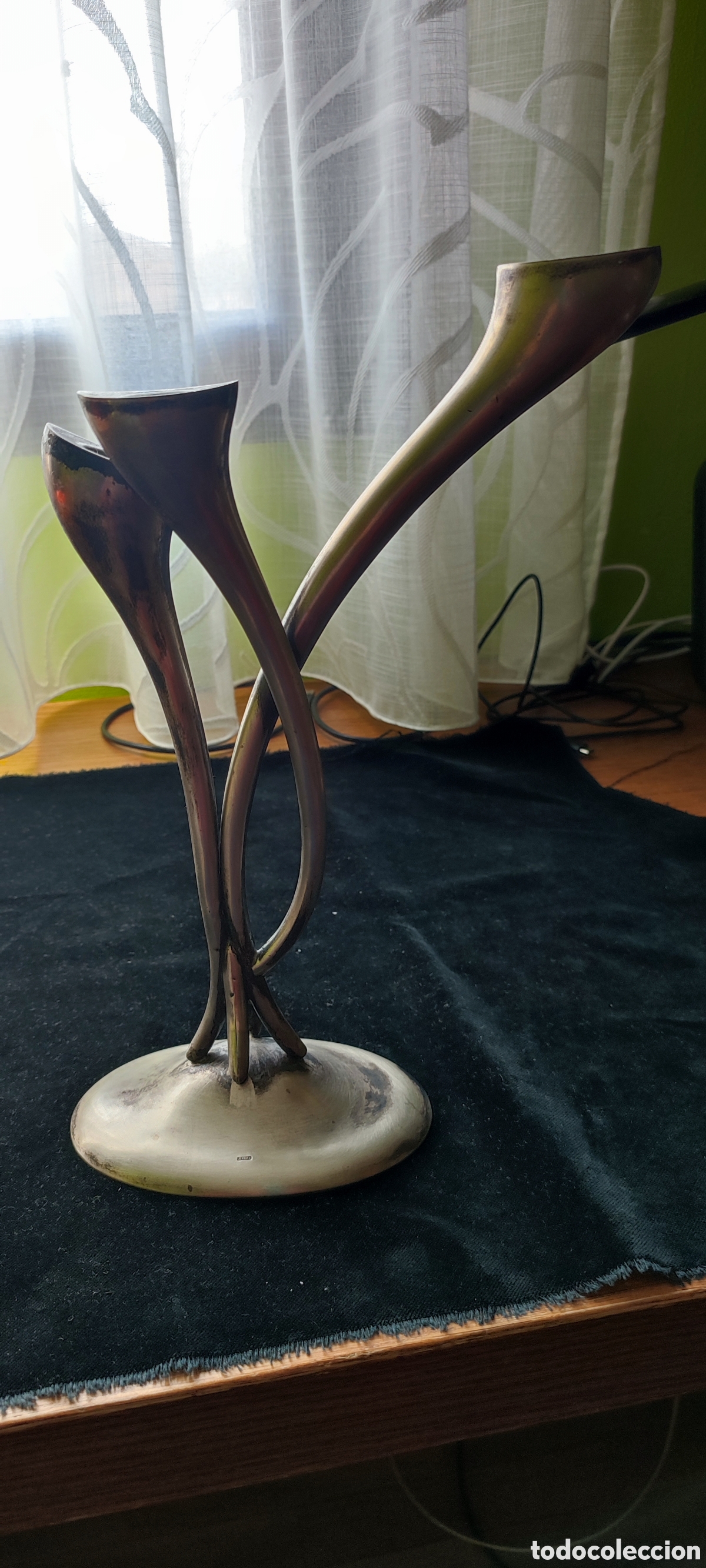 Antig&uuml;edades: Candelabro vanguardista en alpaca plateada