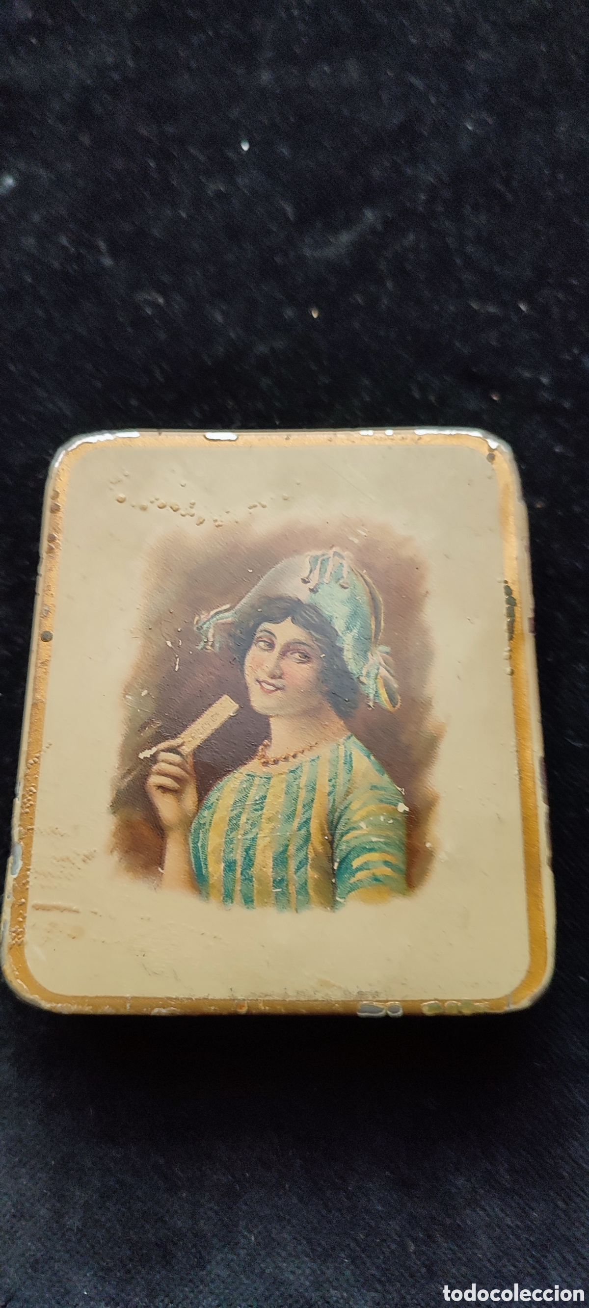 Antig&uuml;edades: Antigua caja publicitaria 1895 de galletas Olibet Errenteria Guipuzkoa