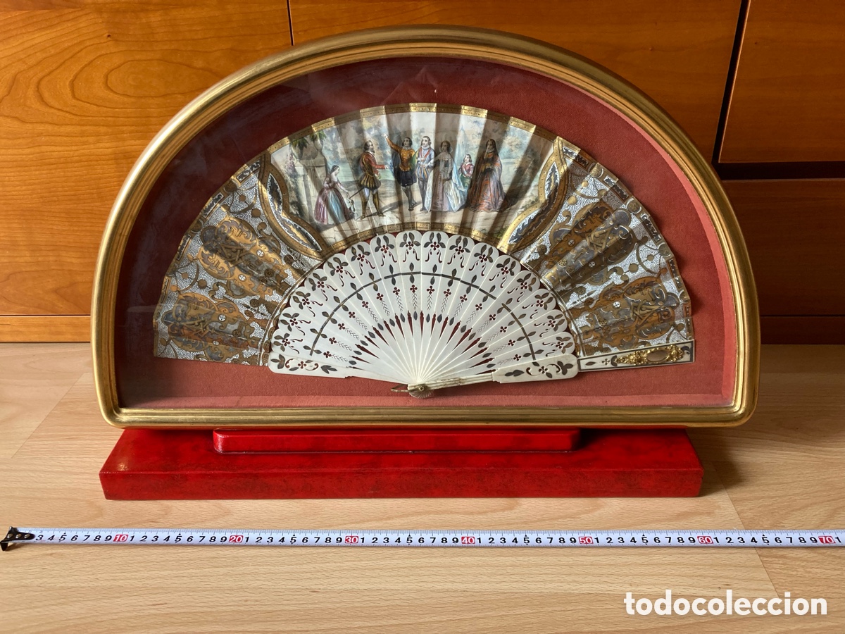 Antiques: ABANICO ISABELINO CON EXPOSITOR ORIGINAL PERFECTO ESTADO SIGLO XIX