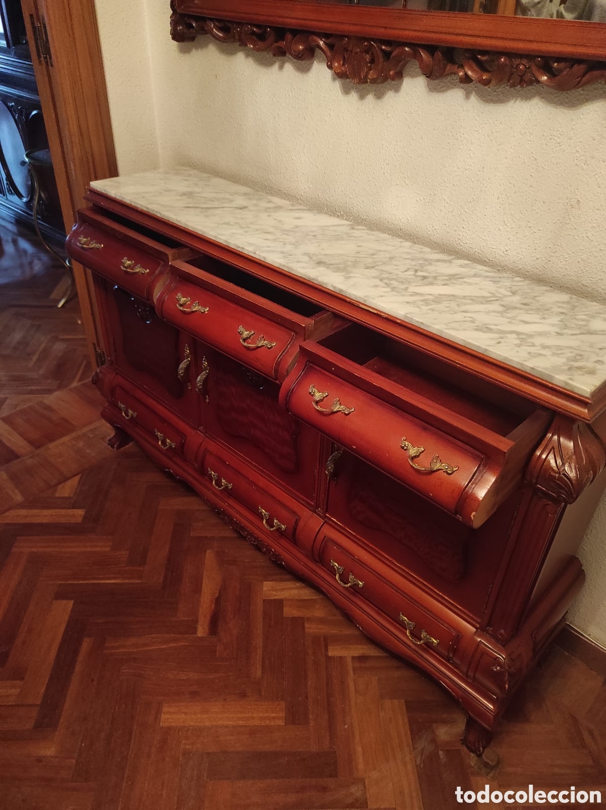 Antig&uuml;edades: Recibidor de madera y m&aacute;rmol - Foto 2