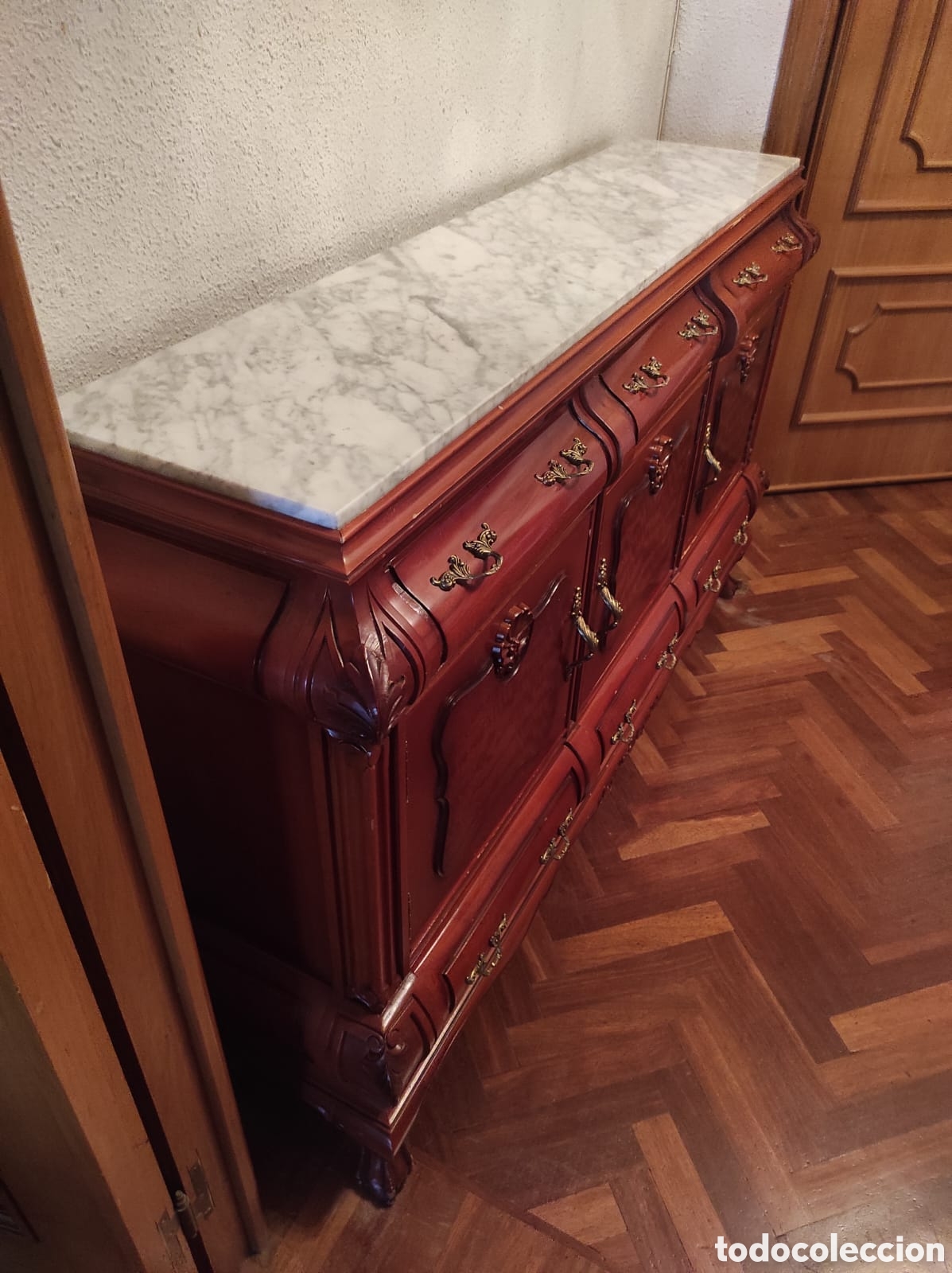 Antig&uuml;edades: Recibidor de madera y m&aacute;rmol - Foto 1