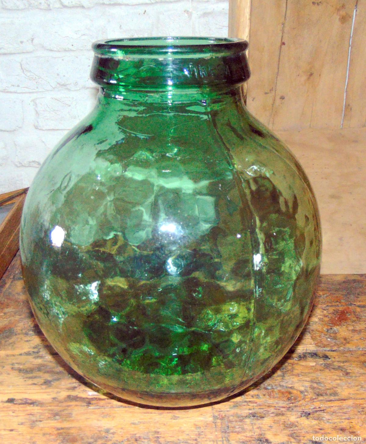 Antig&uuml;edades: BONITA DAMAJUANA DE BOCA ANCHA ALTURA 30 CM , EXCELENTE ESTADO