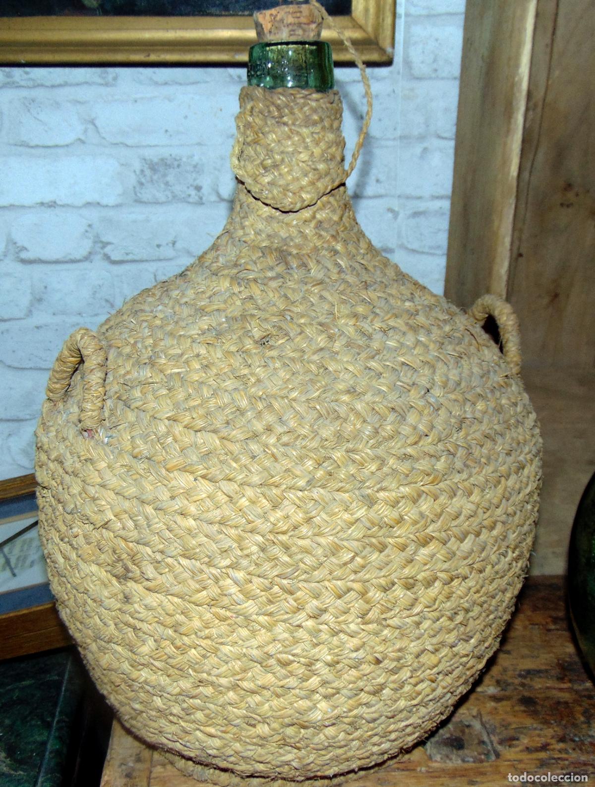 Antig&uuml;edades: BONITA DAMAJUANA FORRADA DE ESPARTO, PERFECTO ESTADO EL CRISTAL Y EL ESPARTO 46 CM