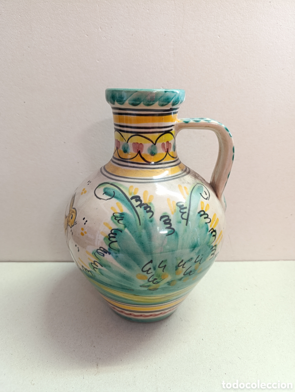 Antig&uuml;edades: JARRON DE 1 ASA DE CERAMICA DE PUENTE DEL ARZOBISPO. DECORACION CAMPESTRE TIPICA.