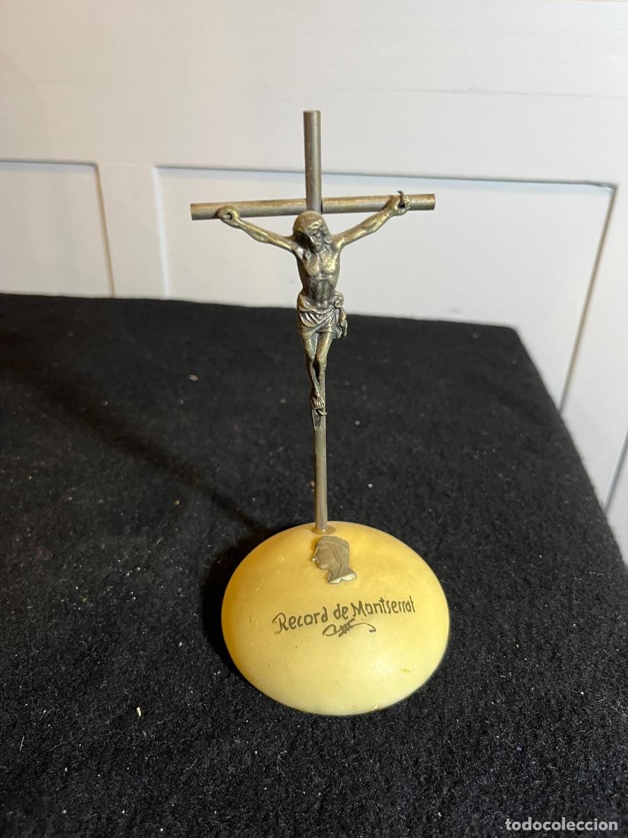 Antiquit&auml;ten: Crucifijo sobremesa Montserrat vintage cruz religiosa Moreneta alabastro recuerdo monasterio
