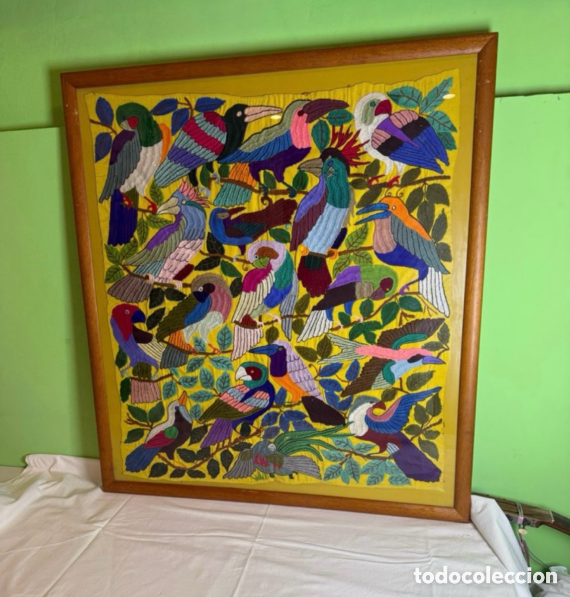 Antiquit&eacute;s: Precioso Tapiz Maya Bordado a Mano (Guatemala) mediados del siglo XX.medidas (98X86cms).
