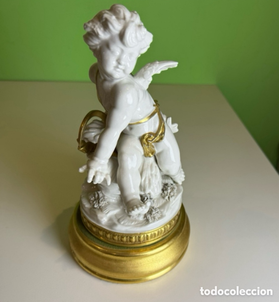 Antig&uuml;edades: Figura de porcelana Querubin ALGORA - &Aacute;ngel decorativo - Porcelana espa&ntilde;ola - Excelente estado.