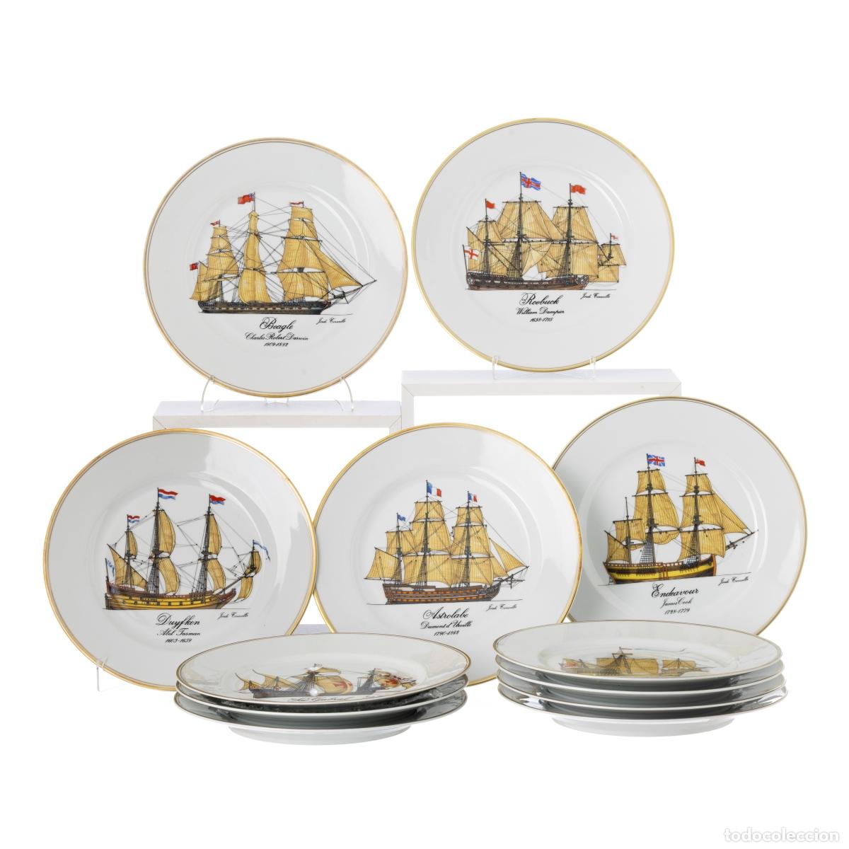 Antiques: Doce platos: Barcos de los grandes descubrimientos