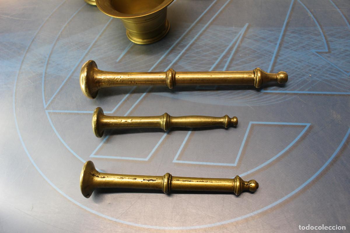 Antig&uuml;edades: 02. 3 Morteros, almireces de bronce con sus mazos. - Foto 5