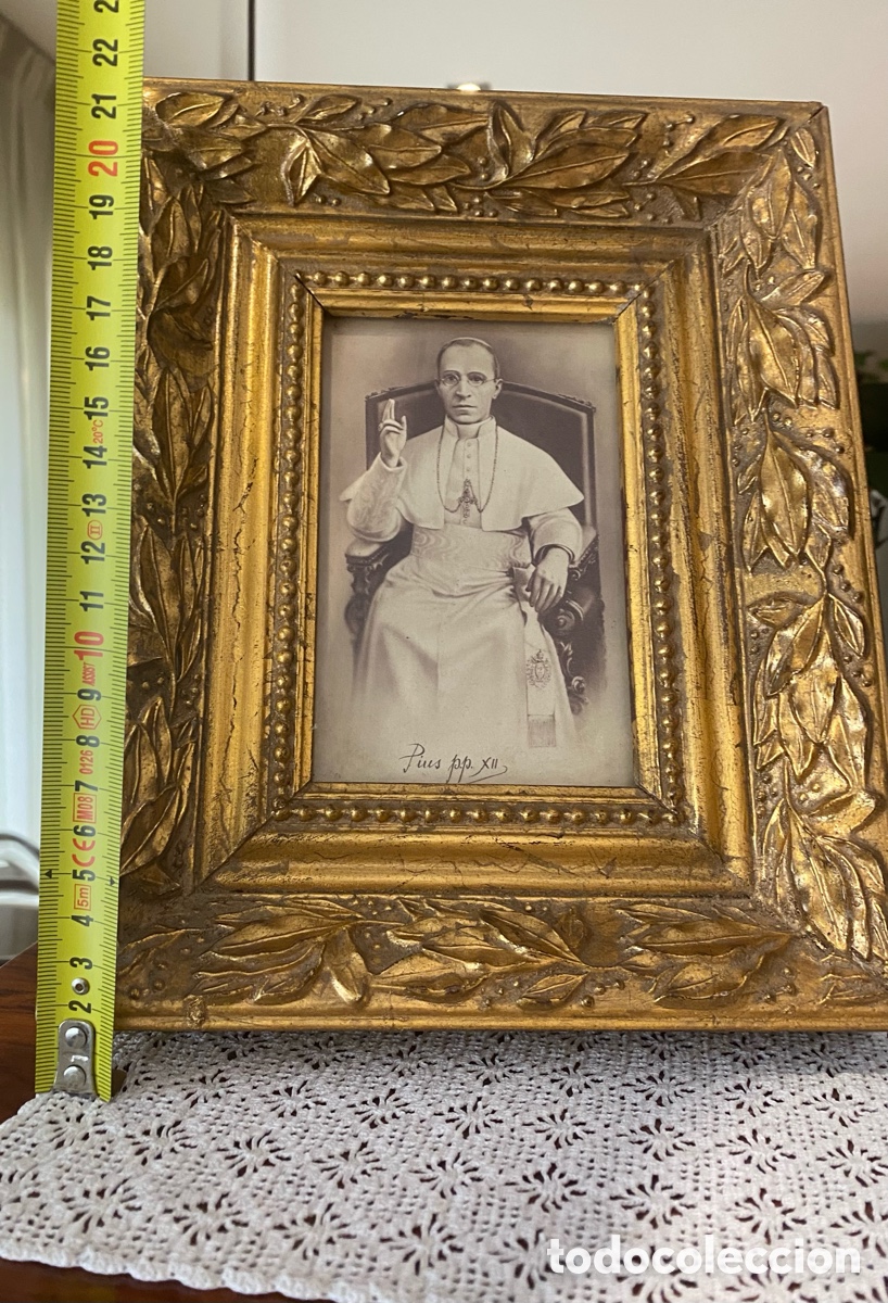 Antig&uuml;edades: Marco dorado antiguo de Pius pp XII facsimil - Foto 4