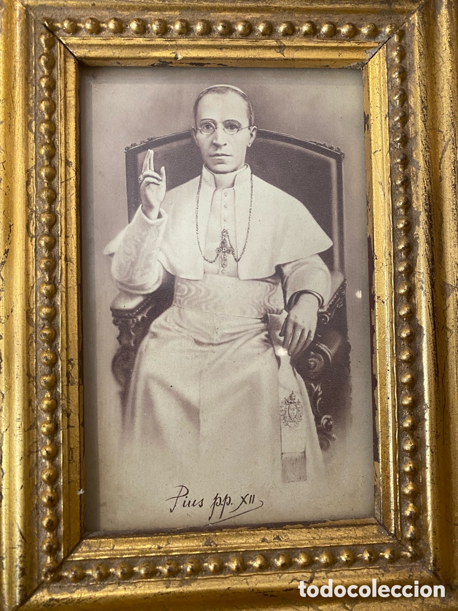 Antig&uuml;edades: Marco dorado antiguo de Pius pp XII facsimil - Foto 5
