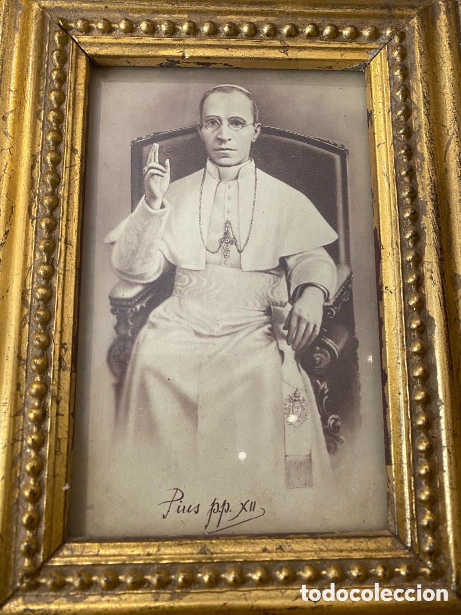 Antig&uuml;edades: Marco dorado antiguo de Pius pp XII facsimil - Foto 7