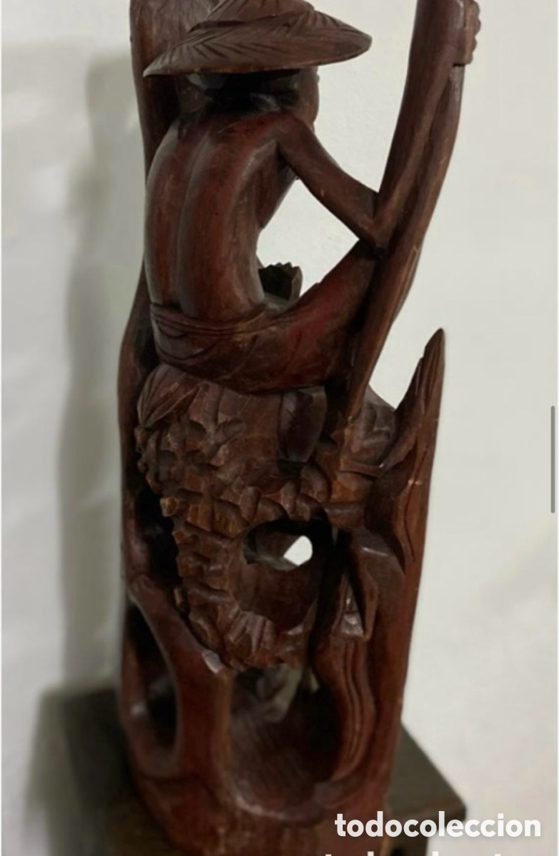 Antig&uuml;edades: Figura pescador en madera - Foto 9