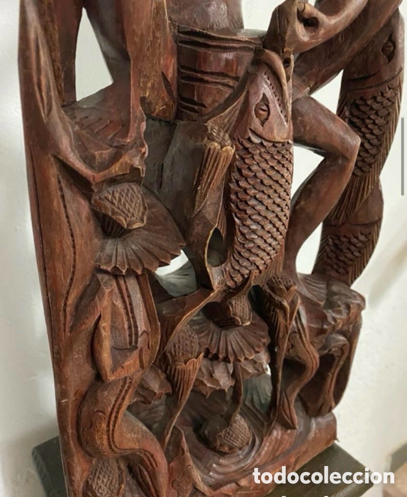 Antig&uuml;edades: Figura pescador en madera - Foto 10
