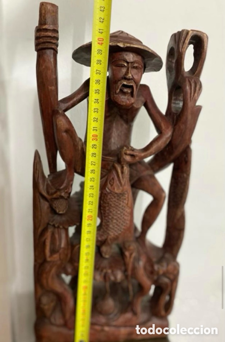 Antig&uuml;edades: Figura pescador en madera - Foto 12