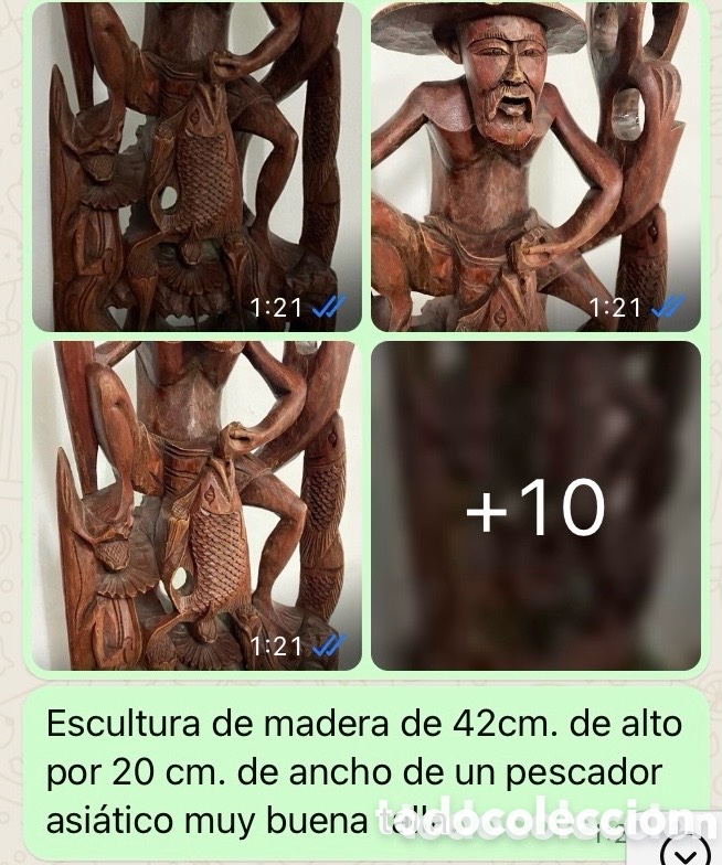 Antig&uuml;edades: Figura pescador en madera - Foto 13