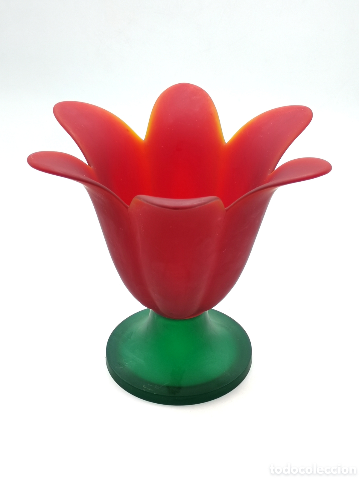 Antiguidades: JARR&Oacute;N JM GLASS PORTUGAL FLOR VINTAGE ROJO/VERDE