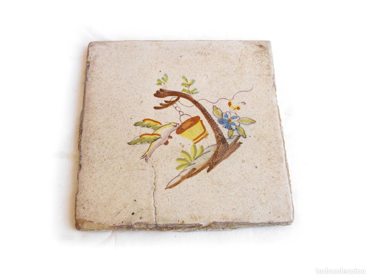 Antiguidades: ANTIGUO AZULEJO DECORADO DE VALENCIA O MANISES. SIGLO XVIII