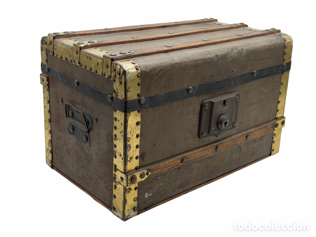 Antiquit&eacute;s: Antigua Caja Cofre de Madera
