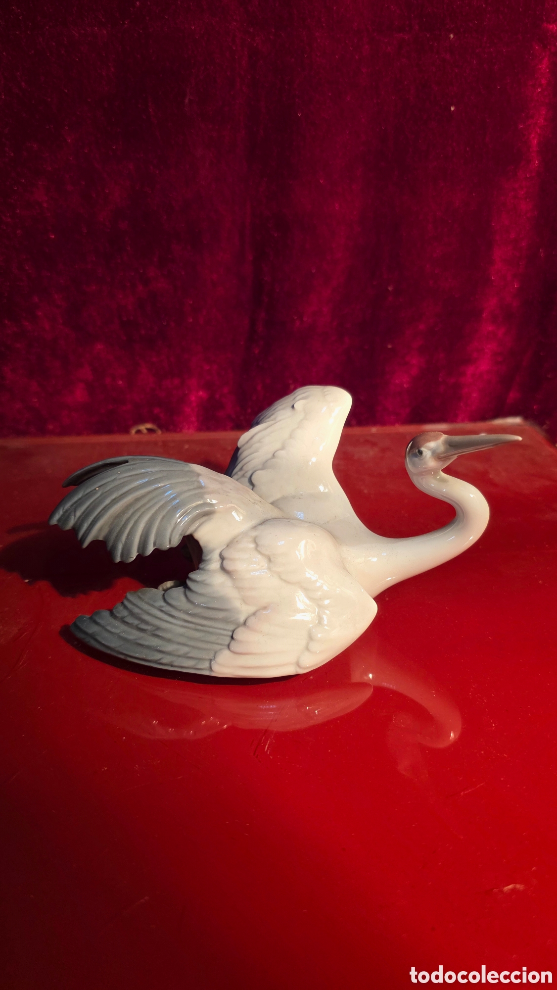 Antig&uuml;edades: Figura grulla porcelana lladro