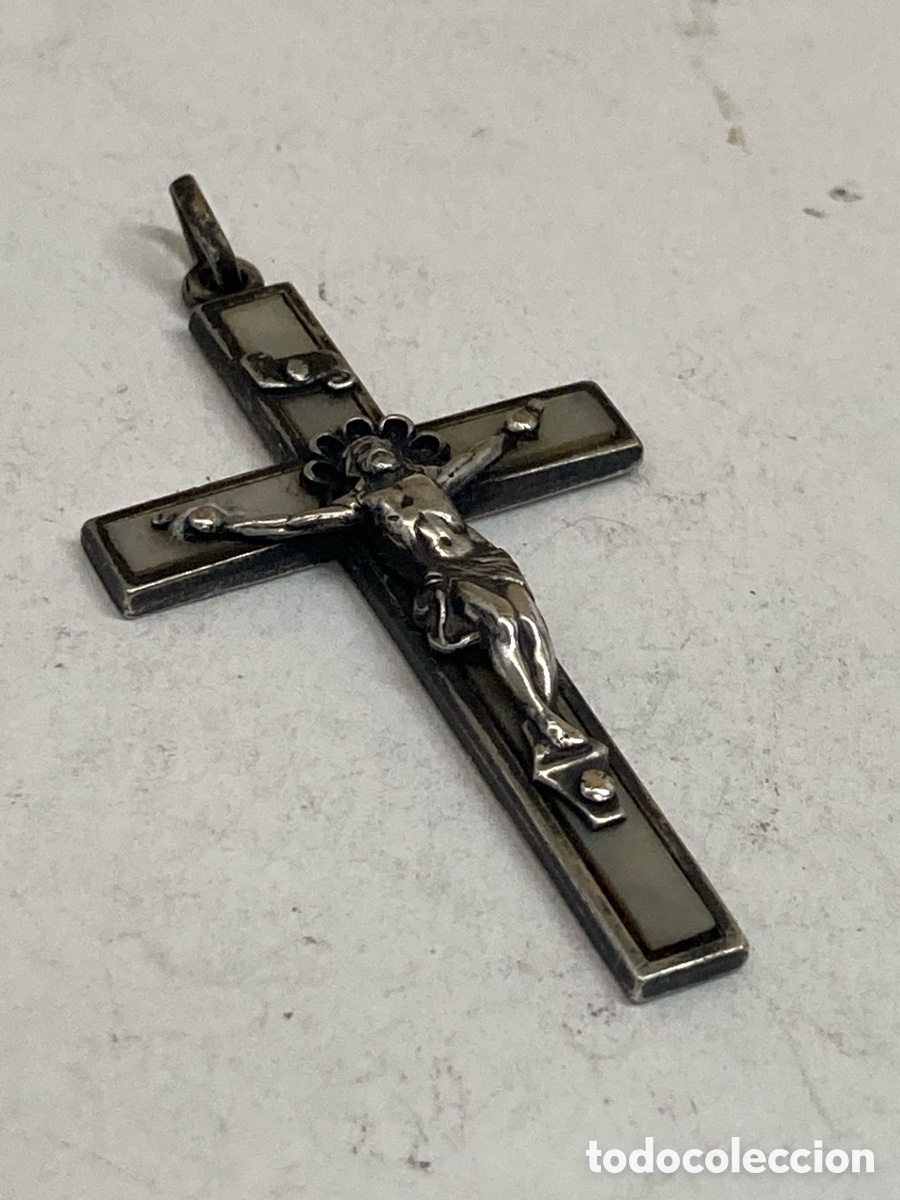 Antig&uuml;edades: Cruz de plata religiosa n&aacute;car C585