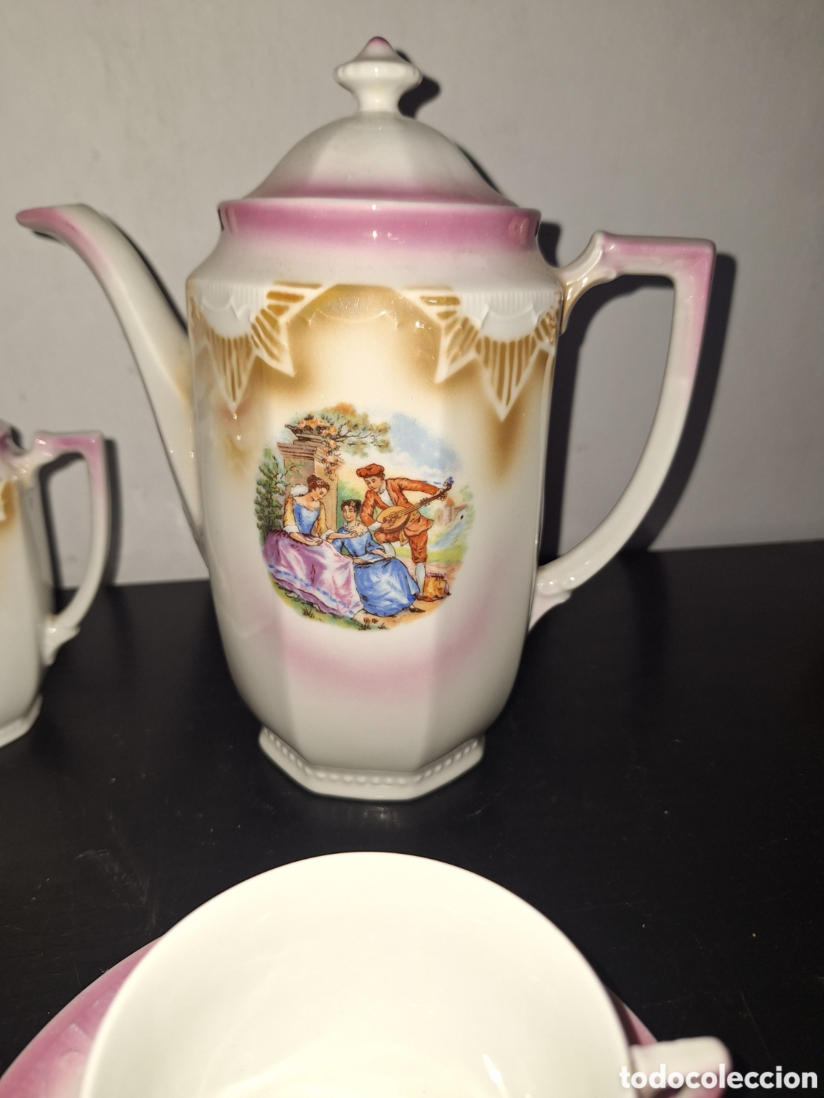 Antig&uuml;edades: Conjunto de cafe para dos color rosado - Foto 2