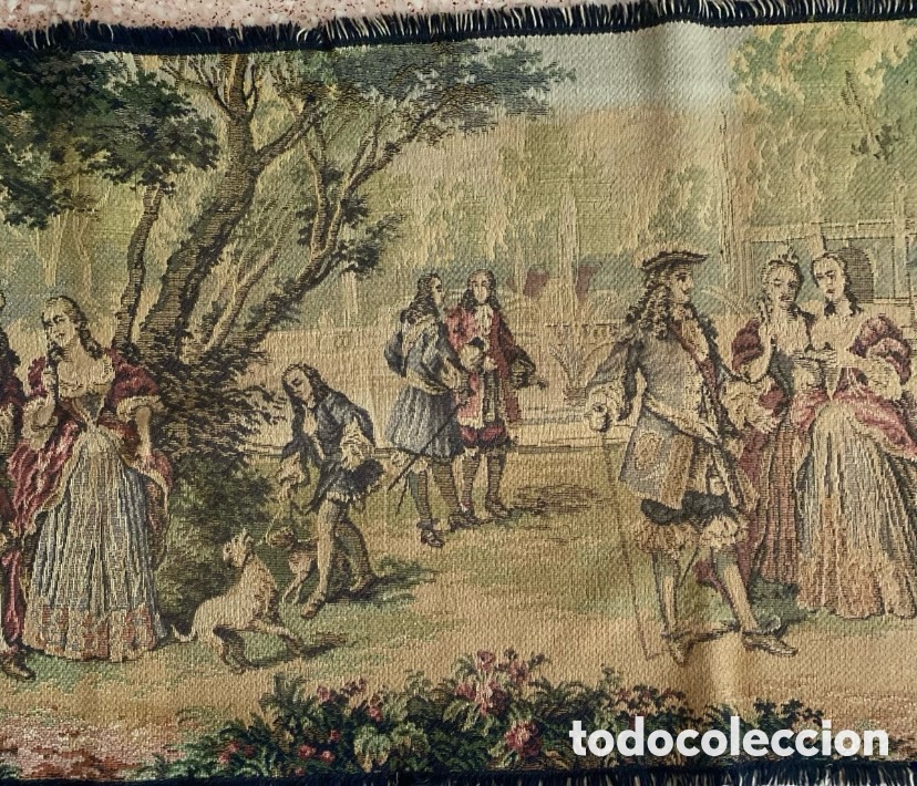 Oggetti Antichi: Tapiz antiguo de 130x46cm escenas Rom&aacute;nticas