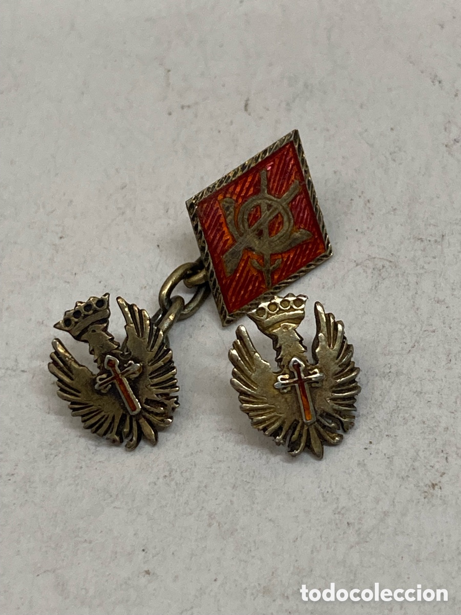 Antig&uuml;edades: Gemelos de plata esmaltado militar P464
