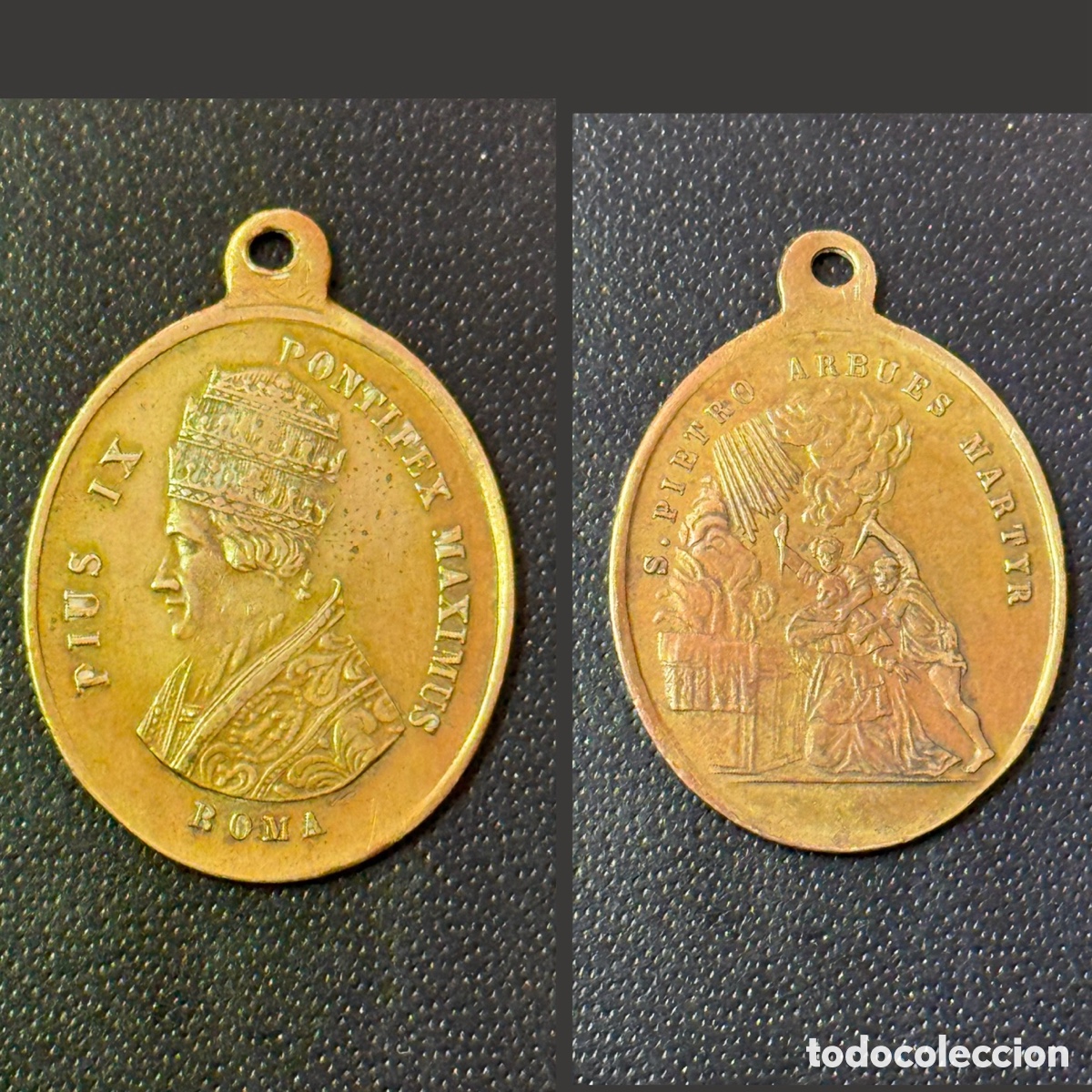 Antiguidades: Medalla S.XIX - Pio IX - San Pedro Martir - Roma