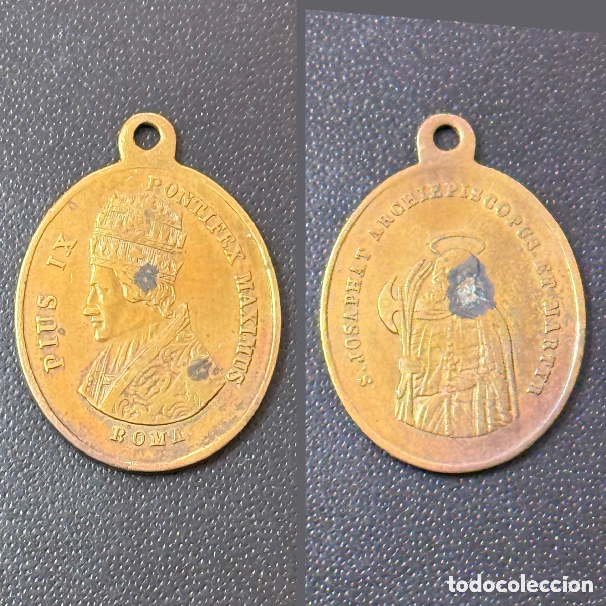 Antiguidades: Medalla S.XIX - Pio IX - Josafat Kuncewicz Obispo y Martir - Roma