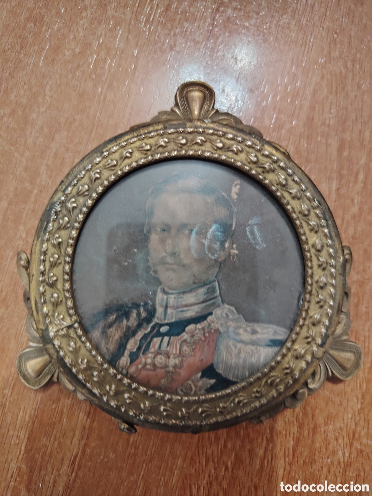 Antig&uuml;edades: Antiguo retrato en miniatura de oficial militar, &eacute;poca napole&oacute;n III